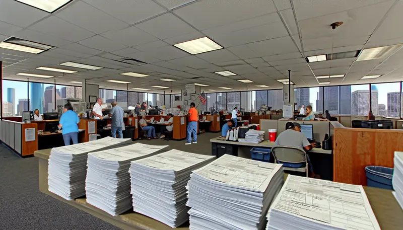 Houston residential driveway with permit signage and construction activity.